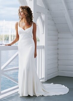 Sweep Train Sheath/Column V-neck White Taffeta Beach Wedding Dress
