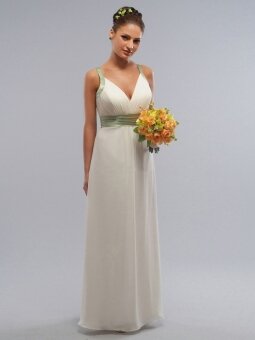 Empire V-neck Chiffon Floor-length Bridesmaid Dress With Belt