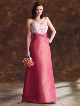 A-line Sweetheart Fuchsia Lace Satin Sleeveless Floor-length Dress