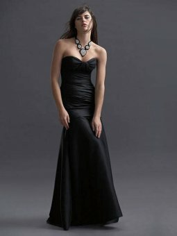 Trumpet/Mermaid Sweetheart Floor-length Satin Black Prom Dress With Pleating