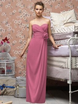 A-line Sweetheart Pink Hand-Made Flower Chiffon Sleeveless Floor-length Dress