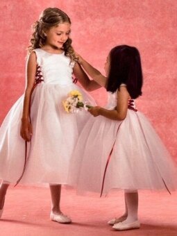 Scoop Ball Gown Tea Length White Tulle Flower Girl Dress (FLGL0064)