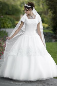 Ball Gown Square Applique Tulle Court Train Wedding Dress