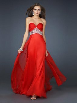 A-line Sweetheart Chiffon Ankle-length Red Beading Evening Dress