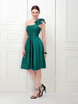 A-line One Shoulder Taffeta Knee-length Sleeveless Ruched Party Dresses