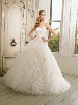Ball Gown Sweetheart Lace Tulle Floor-length Wedding Dress