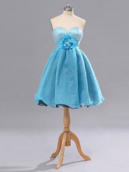 A-line Sweetheart Organza Short/Mini Sequins Cocktail Dresses