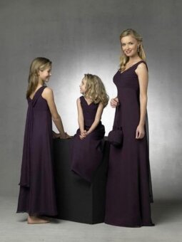 Empire V-neck Purple Chiffon Sleeveless Floor-length Dress