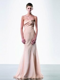 A-line Strapless Beading Chiffon Floor-length Dress
