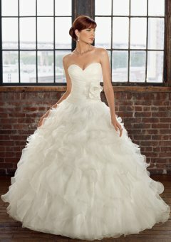 Ball Gown Sweetheart Hand-made Flower Taffeta Court Train Wedding Dress