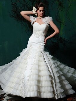 Trumpet/Mermaid Sweetheart Embroidery Beading Organza Sweep Train Wedding Dress
