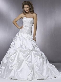 Ball Gown Sweetheart Satin Sweep Train Pick-Ups Wedding Dresses