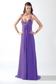 Sheath/Column Spaghetti Straps Chiffon Floor-length Purple Formal Dress