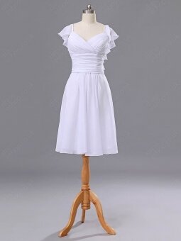 A-line V-neck Chiffon Knee-length Ruffles Bridesmaid Dresses