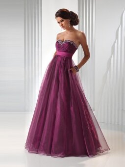 Empire Sweetheart Grape Beading Tulle Floor-length Dress
