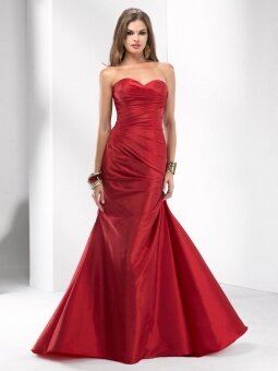 Trumpet/Mermaid Sweetheart Taffeta Floor-length Red Ruffles Evening Dress