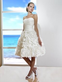 A-line Sweetheart Organza Taffeta Knee-length Flower(s) Wedding Dresses