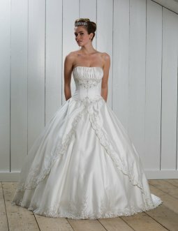 Ball Gown Strapless Ruffles Taffeta Sweep Train Wedding Dress