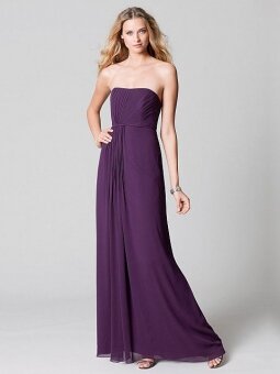 Sheath/Column Strapless Chiffon Ankle-length Ruched Bridesmaid Dresses