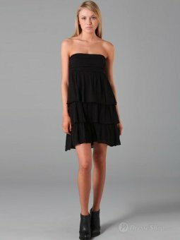 A-line Strapless Ruffles Chiffon Short/Mini Dress
