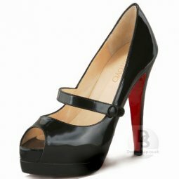 black patent leather peep toe strappy stiletto Sandal