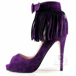 purple cashmere peep toe tassel stiletto Sandal