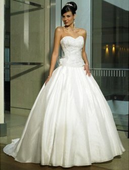 Ball Gown Sweetheart Embroidery Satin Sweep Train Wedding Dress