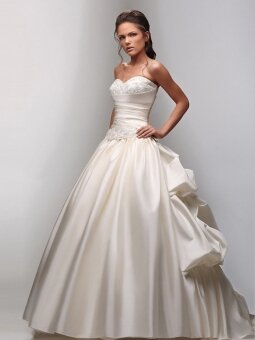 Ball Gown Sweetheart Satin Sweep Train Appliques Wedding Dresses