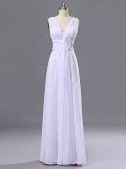 Sheath/Column V-neck Chiffon Floor-length Draped Evening Dresses