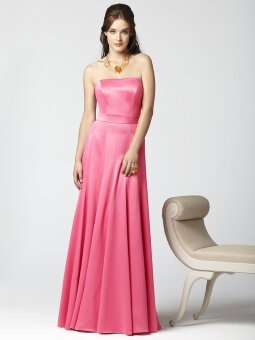 A-line Strapless Belt Floor-length Pearl Pink Satin Dresses