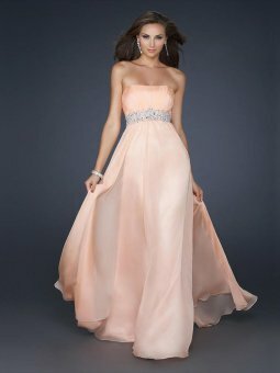 A-line Strapless Chiffon Floor-length Pearl Pink Beading Evening Dress