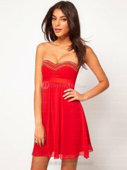 A-line Sweetheart Chiffon Short/Mini Party Dress With Sequin