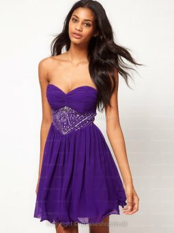 A-line Sweetheart Chiffon Short/Mini Party Dress With Sequin