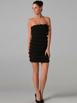 Sheath/Column Strapless Ruffles Chiffon Short/Mini Dress