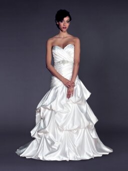 A-Line Strapless Satin Floor-length Wedding Dress