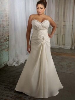 Sheath/Column Sweetheart Lace Satin Sweep Train Wedding Dress