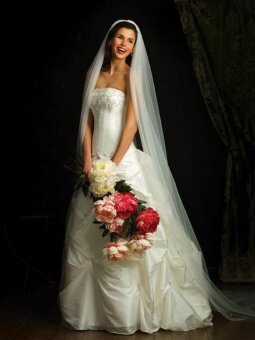 Ball Gown Strapless Taffeta Chapel Train Pick-Ups Wedding Dresses