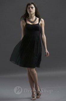A-line Scoop Ruffles Chiffon Black Short/Mini Dress
