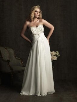A-Line Sweetheart Ruche Crystal Chiffon Sweep Train Plus Size Wedding Dress