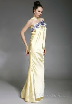 Strapless Sheath/Column Floral Satin Floor-length Dress