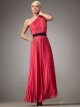 Sheath/Column One Shoulder Watermelon Ruffles Chiffon Floor-length Dress