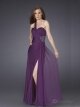 Sheath/Column One Shoulder Grape Ruffles Chiffon Floor-length Dress