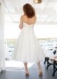 A-line Sweetheart Satin Tea-length Flower(s) Wedding Dresses
