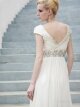A-line V-neck White Beading Chiffon Floor-length Dress