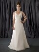 A-line V-neck Chiffon Sweep Train Ruffles Wedding Dresses