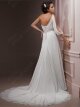 Sheath/Column One Shoulder Beading Chiffon Court Train Wedding Dress