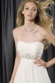 A-line Strapless Chiffon Court Train Beading Wedding Dresses