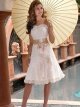 A-line Sweetheart Lace Knee-length Sashes / Ribbons Wedding Dresses