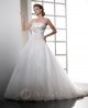 Ball Gown Strapless Lace Sweep Train Flower(s) Wedding Dresses