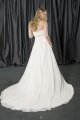 A-line Strapless Chiffon Court Train Beading Wedding Dresses